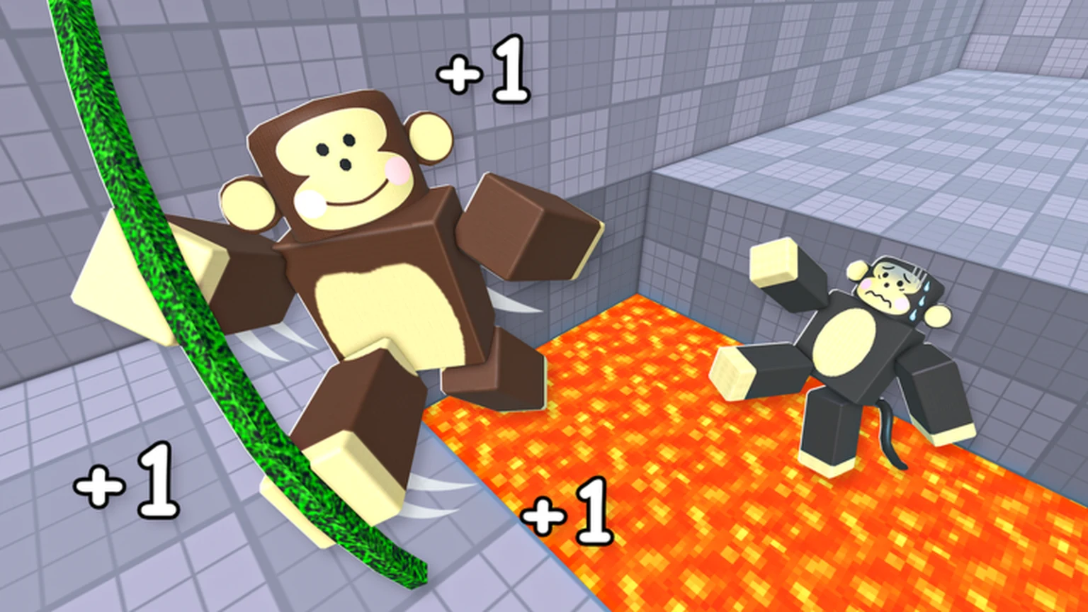 Official +1 Speed Monkey Escape lava obstacle-course scene